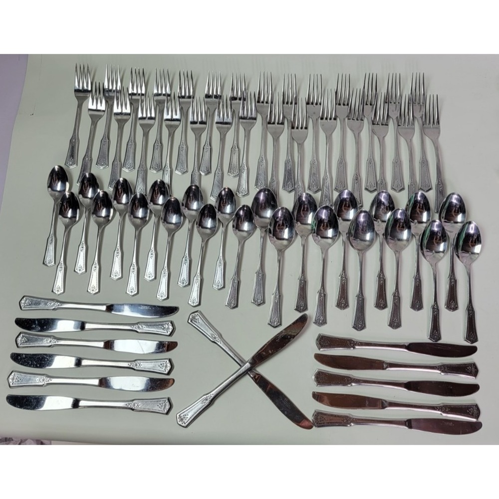 Vtg Rogers Stanley Roberts SRB113 Stainless Steel‎ Flatware Set 14 Settings 70pc